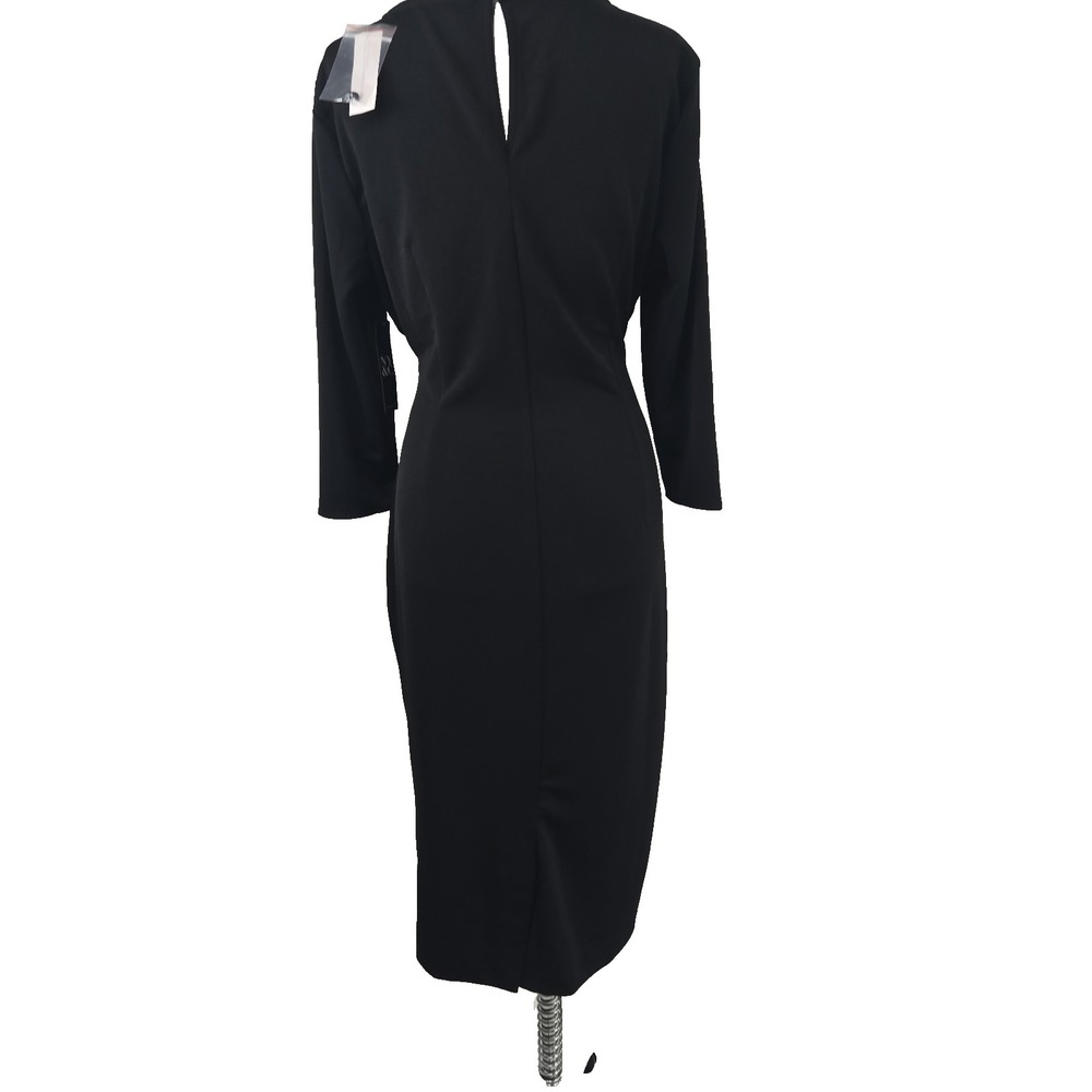 New York & Company Large Black Stretch 3/4 Sleeve MIDI Dress NWT - Picture 5 of 8